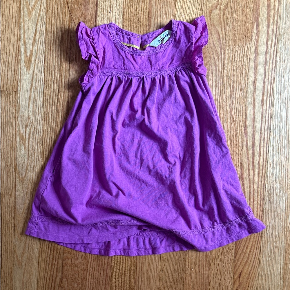 Mini Boden magenta Ruffle Sleeve Dress